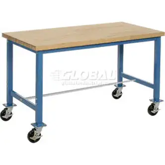 Global Industrial Mobile Packing Workbench, Maple Butcher Block Square Edge, 72"W x 30"D