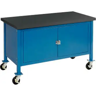 Global Industrial Mobile Cabinet Workbench - Phenolic Resin Safety Edge, 60"W x 30"D, Blue