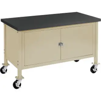 Global Industrial Mobile Cabinet Workbench - Phenolic Resin Safety Edge, 72"W x 30"D, Tan