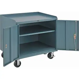 Global Industrial Mobile Service Bench Cabinet w/ Steel Square Edge Top, 36"W x 26"D, Gray