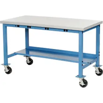 Global Industrial Mobile Workbench, 72 x 30", Power Outlets, Laminate Square Edge