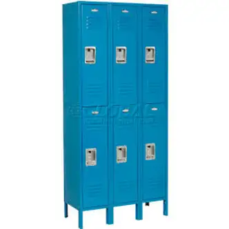 Global Industrial Infinity 2-Tier 6 Door Locker, 36"W x 12"D x 78"H, Blue, Unassembled
