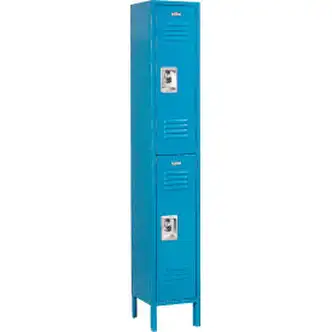 Global Industrial Infinity 2-Tier 2 Door Locker, 12"W x 18"D x 78"H, Blue, Unassembled