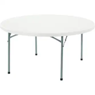Interion 60" Round Plastic Folding Table, White