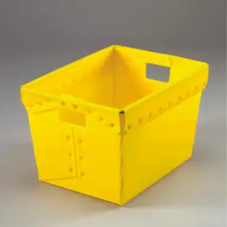 Global Industrial Corrugated Plastic Totes - Postal Nesting- No Lid 18-1/2x13-1/4x12 Yellow