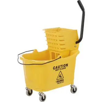 Global Industrial Mop Bucket & Wringer Combo, 38 Qt., Side Press, Yellow