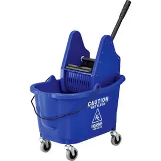 Global Industrial Mop Bucket And Wringer Combo 38 Qt., Down Press, Blue