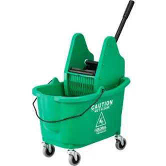 Global Industrial Mop Bucket And Wringer Combo 38 Qt., Down Press, Green