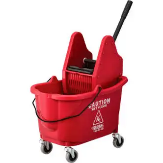 Global Industrial Mop Bucket And Wringer Combo 38 Qt., Down Press, Red