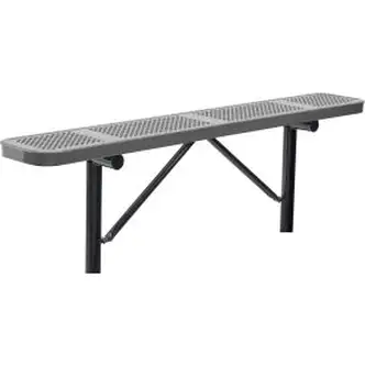 Global Industrial 6' Outdoor Steel Flat Bench, Perforated Metal, In Ground Mount, Gray