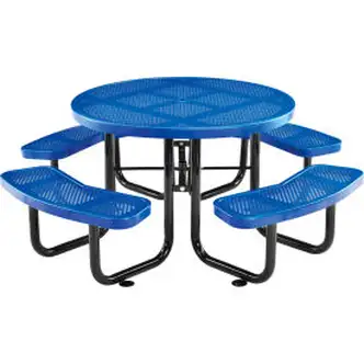Global Industrial 46" Round Picnic Table, Perforated Metal, Blue