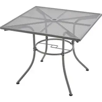 Interion 36" Square Outdoor Caf Table, Steel Mesh, Gray