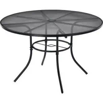Interion 48" Round Outdoor Caf Table, Steel Mesh,  Black