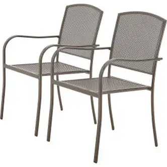 Interion Outdoor Caf Stacking Armchair, Steel Mesh, Bronze, 2 Pack