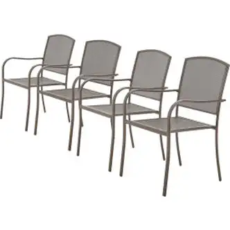 Interion Outdoor Caf Stacking Armchair, Steel Mesh, Bronze, 4 Pack