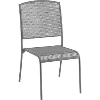 Interion Outdoor Caf Armless Stacking Chair, Steel Mesh, Gray, 4 Pack