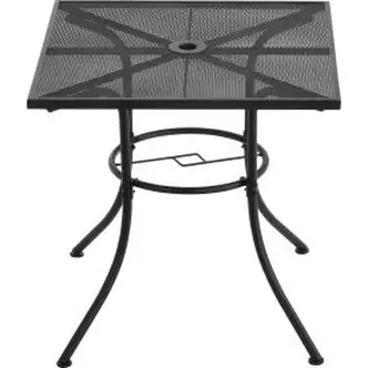 Interion 30" Square Outdoor Cafe Table, Steel Mesh, Black