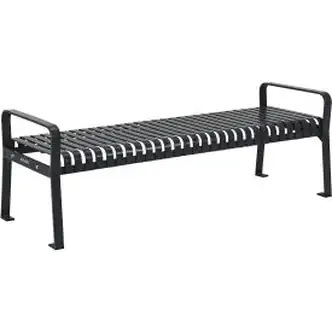 Global Industrial 4' Outdoor Bench, Backless, Vertical Steel Slat, Black