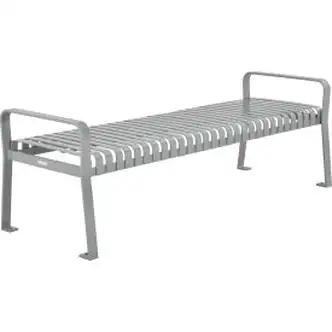 Global Industrial 8' Outdoor Steel Slat Park Bench, Backless, Gray