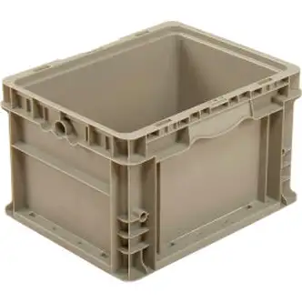 Global Industrial Stackable Straight Wall Container, Solid, 12"Lx15"Wx9"H, Gray