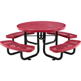Global Industrial 46" Round Kids Picnic Table, Expanded Metal, Red