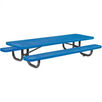 Global Industrial 8' Rectangular Kids Picnic Table, Expanded Metal, Blue