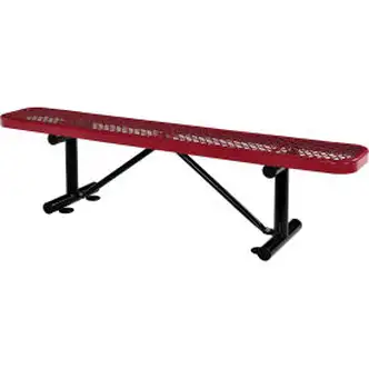 Global Industrial 6' Outdoor Steel Flat Bench, Expanded Metal, Red