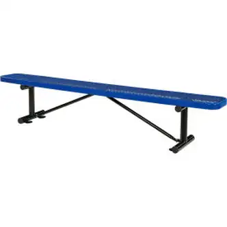 Global Industrial 8' Outdoor Steel Flat Bench, Expanded Metal, Blue
