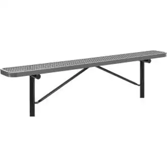 Global Industrial 8' Outdoor Steel Flat Bench, Expanded Metal, In Ground Mount, Gray