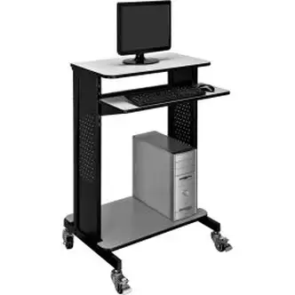 Global Industrial Mobile Computer Workstation & Standing Desk With Keyboard & Mouse Tray