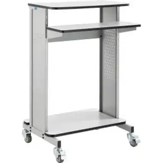 Global Industrial Mobile Computer Workstation & Standing Desk With Keyboard & Mouse Tray, Gray