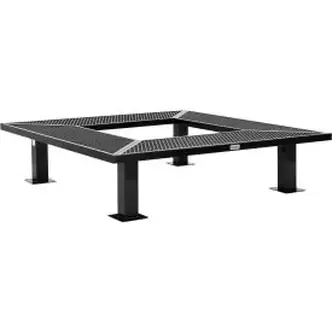 Global Industrial 6' Square Outdoor Tree Bench, Expanded Metal, Black