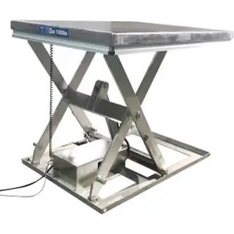 Global Industrial Stainless Steel Power Scissor Lift Table, 48" x 36", 1500 Lb Cap.
