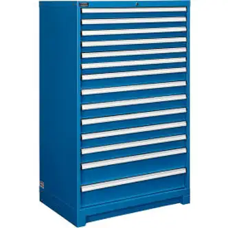 Global Industrial Modular Drawer Cabinet, 14 Drawers, w/ Lock, 36"W x 24"D x 57"H, Blue