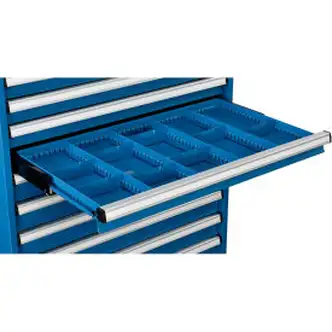 Global Industrial Dividers for 3"H Drawer of Modular Drawer Cabinet 36"Wx24"D, Blue