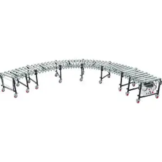 Global Industrial Powered Flexible Roller Conveyor, 9'L - 19'L, 24"W Steel Rollers