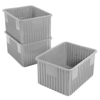 Global Industrial Plastic Dividable Grid Container - DG93120, 22-1/2"L x 17-1/2"W x 12"H, Gray