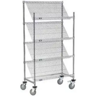 Nexel Slant Wire Shelving Suture Cart, 4 Shelves, 48"W x 18"L x 69"H