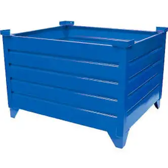 Global Industrial Stackable Steel Container, 42"Lx42"Wx24"H, Blue