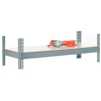 Global Industrial Additional Shelf, Double Rivet, Melamine Deck, 48"W x 12"D, Gray, USA