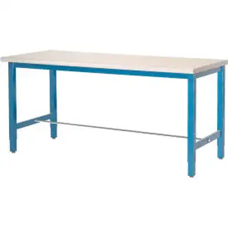 Global Industrial 72x36 Adjustable Height Workbench Square Tube Leg, Laminate Safety Edge Blue