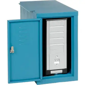Global Industrial CPU Enclosed Side Car Cabinet, 12"W x 22-1/2"D x 21-1/2"H, Blue