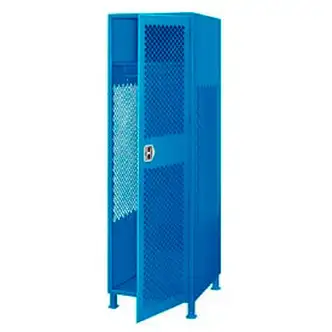 Global Industrial 1 Door Security Gear Locker w/ Legs, 24"W x 18"D x 76"H, Blue, All-Welded
