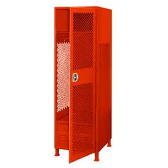 Global Industrial 1 Door Security Locker w/ Footlocker & Legs, 24"Wx24"Dx76"H, Red, All-Welded