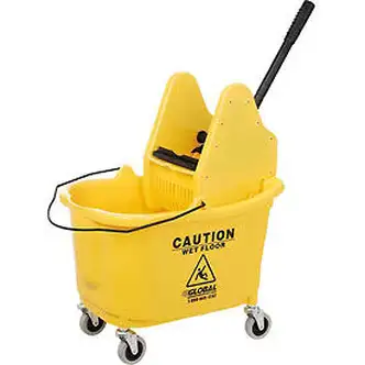 Global Industrial Mop Bucket And Wringer Combo 38 Qt., Down Press, Yellow