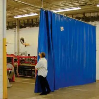 Global Industrial Solid Blue Curtain Wall Partition 12 x 12 