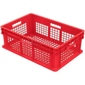 Global Industrial Mesh Straight Wall Container, 23-3/4"Lx15-3/4"Wx8-1/4"H, Red