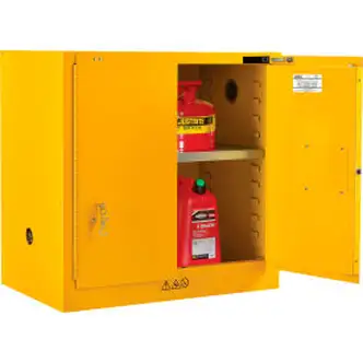 Global Industrial Flammable Cabinet, Self Close Single Door, 22 Gallon, 35"Wx22"Dx35"H