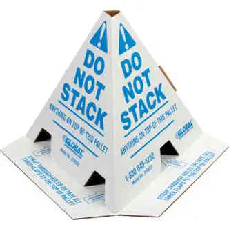 Global Industrial "Do Not Stack" Printed Pallet Cones, White, 50/Pack