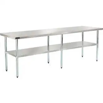 Global Industrial 430 Stainless Steel Table, 96 x 30", Galvanized Undershelf